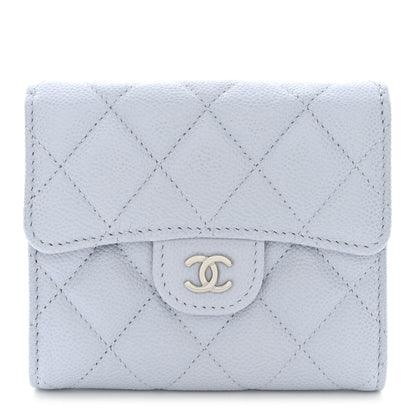 Chanel Caviar Quilted Compact Flap Wallet Light Blue 1 of 9