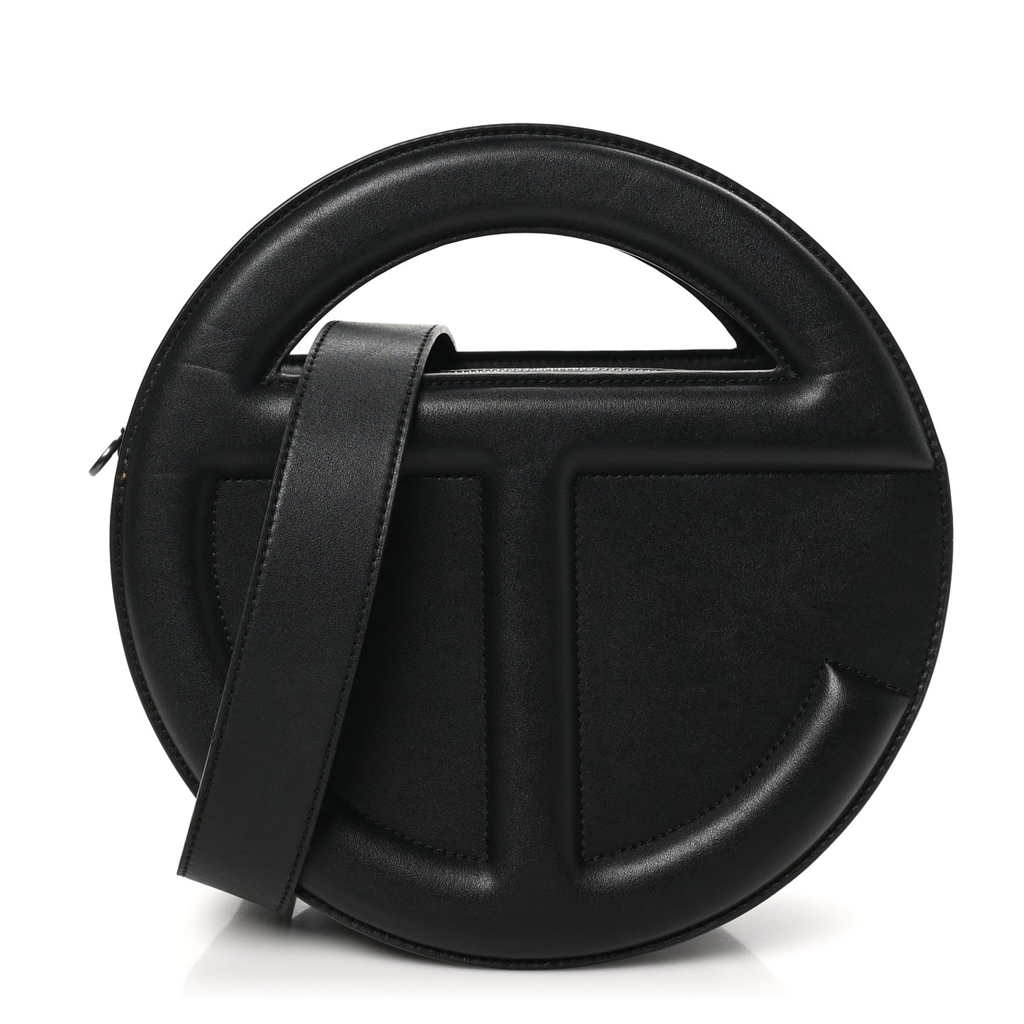 Vegan Leather Round Circle Bag Black
