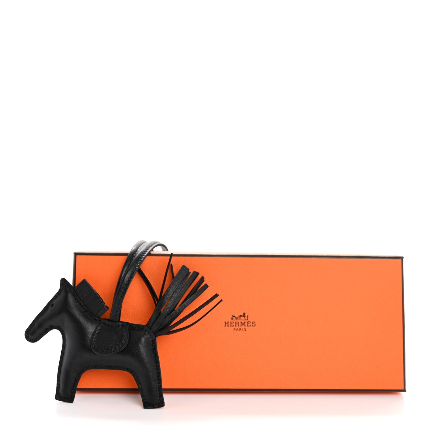 Hermes Milo Lambskin Grigri Rodeo Horse Bag Charm PM So Black 5 of 5