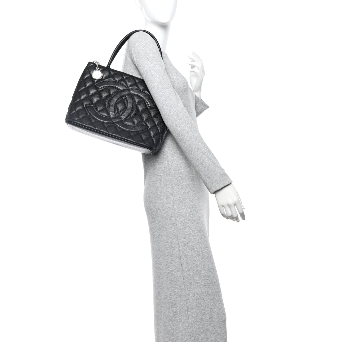 Caviar Quilted Medallion Tote Black
