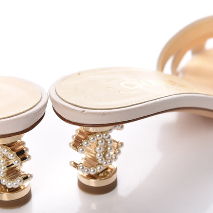 Chanel Calfskin Pearl CC Mule Sandals 36 White 18 of 18