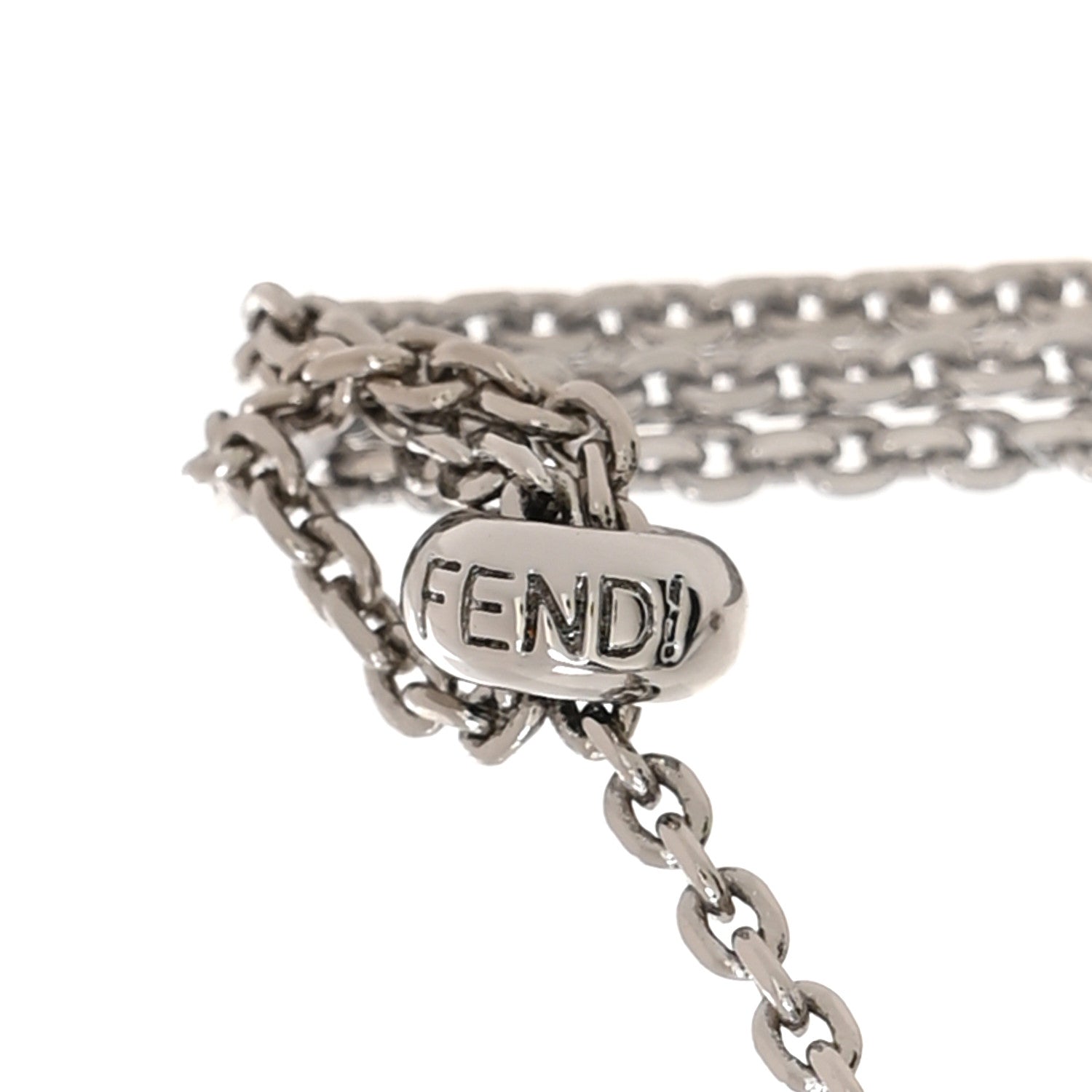 Fendi Metal Python Micro Peekaboo Charm Necklace Silver Beige Amido 4 of 4