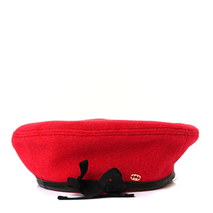 Gucci Felt Embroidered GG Patch Beret M Hat Red 3 of 5