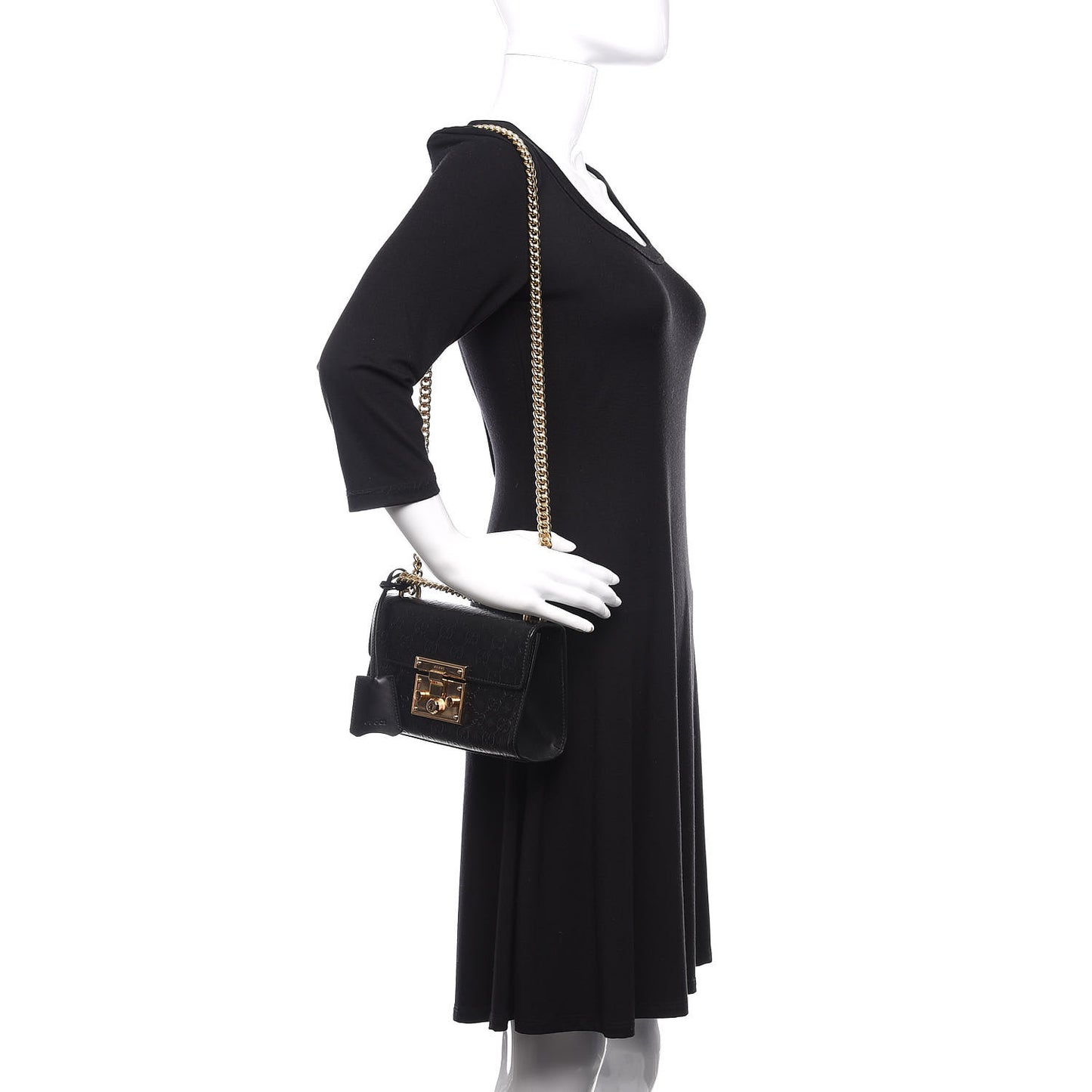 Guccissima Small Padlock Shoulder Bag Black
