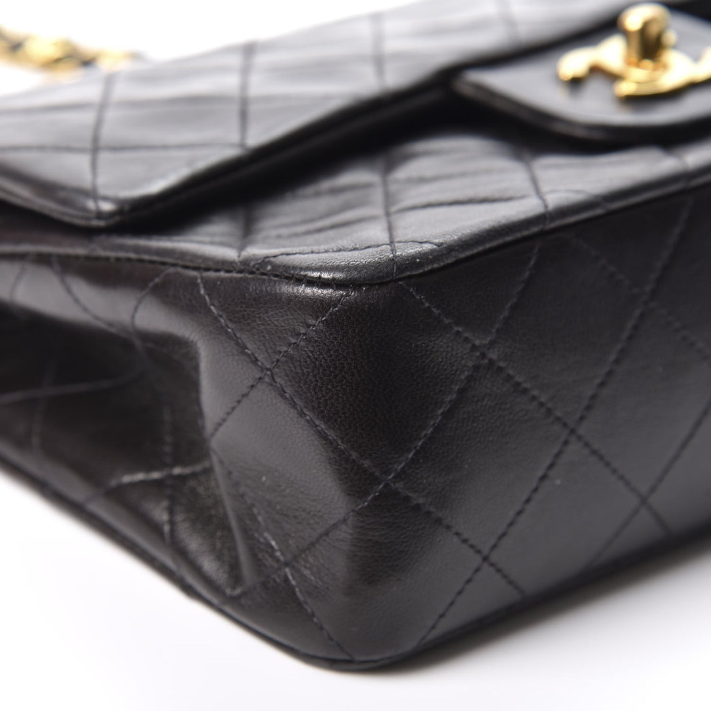 Lambskin Quilted Small Double Flap Black