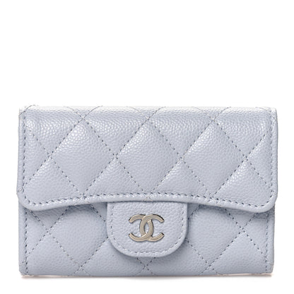 Chanel Caviar Quilted Flap Card Holder Wallet Light Blue 1 of 8