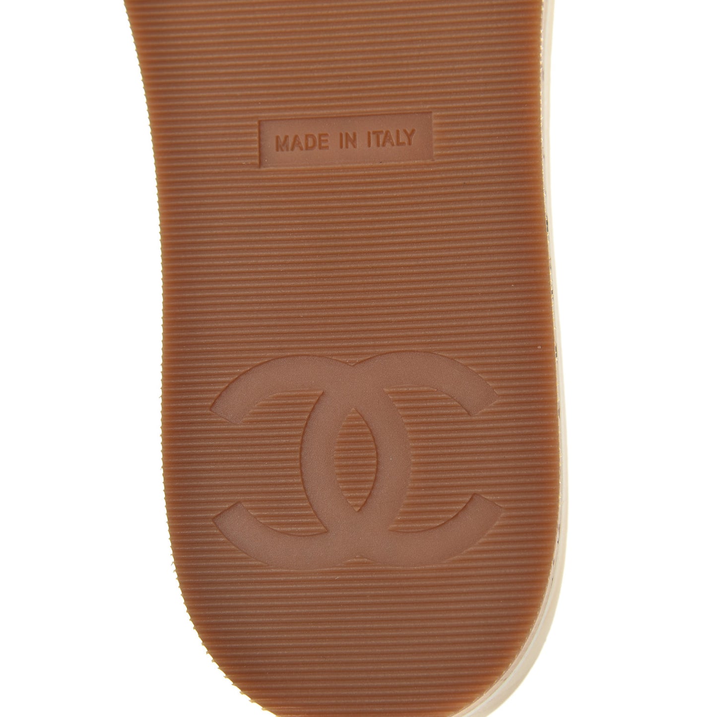 Patent Calfskin Cork CC Platform Slide Sandals 37 Beige