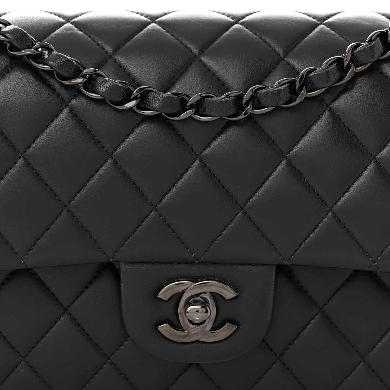 Chanel Lambskin Quilted Medium Double Flap So Black 8 of 11