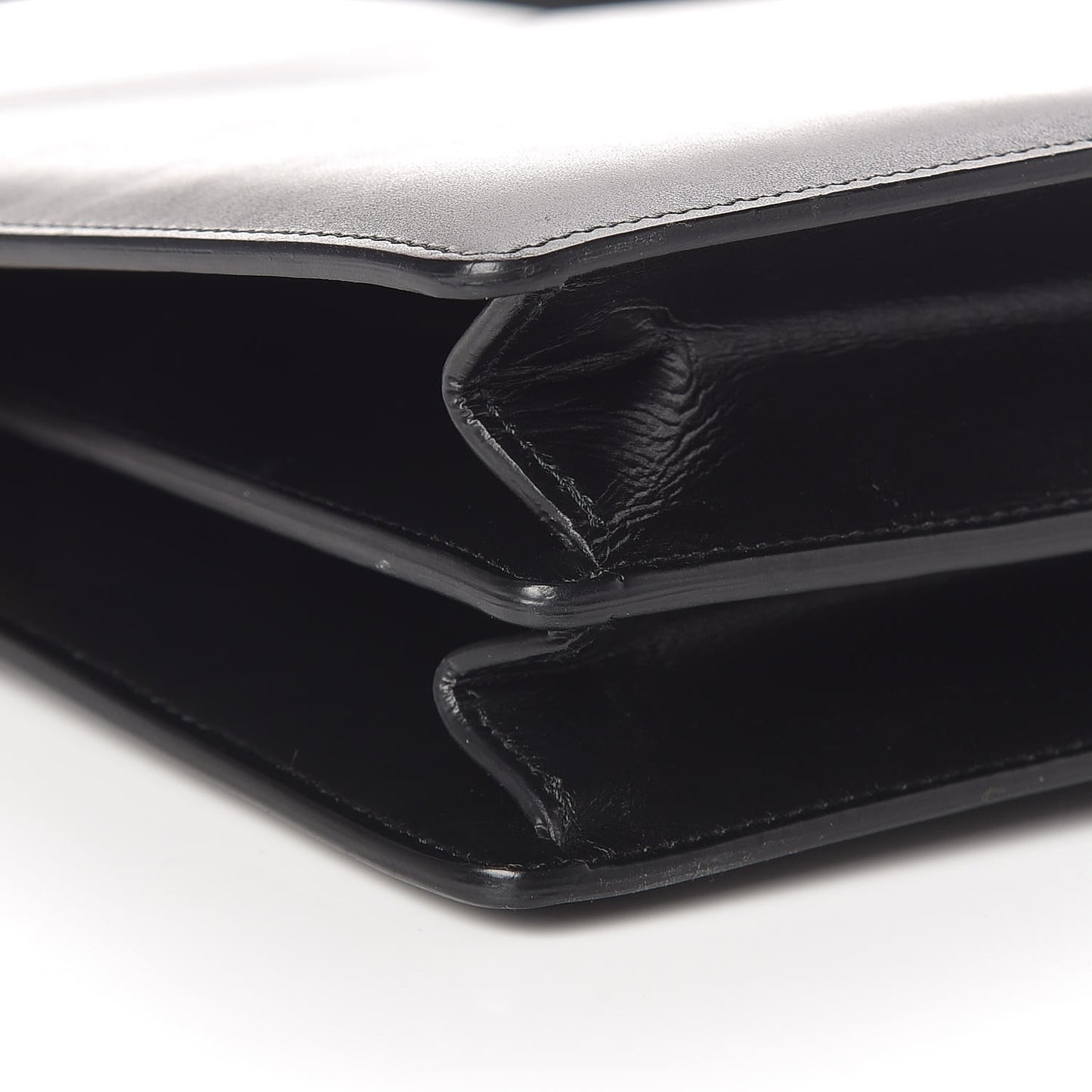 Sleek Calfskin Medium Clasp Bag Black
