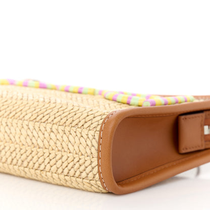Gucci Straw Effect Raffia Calfskin Logo Wristlet Pouch Brown Multicolor 9 of 9