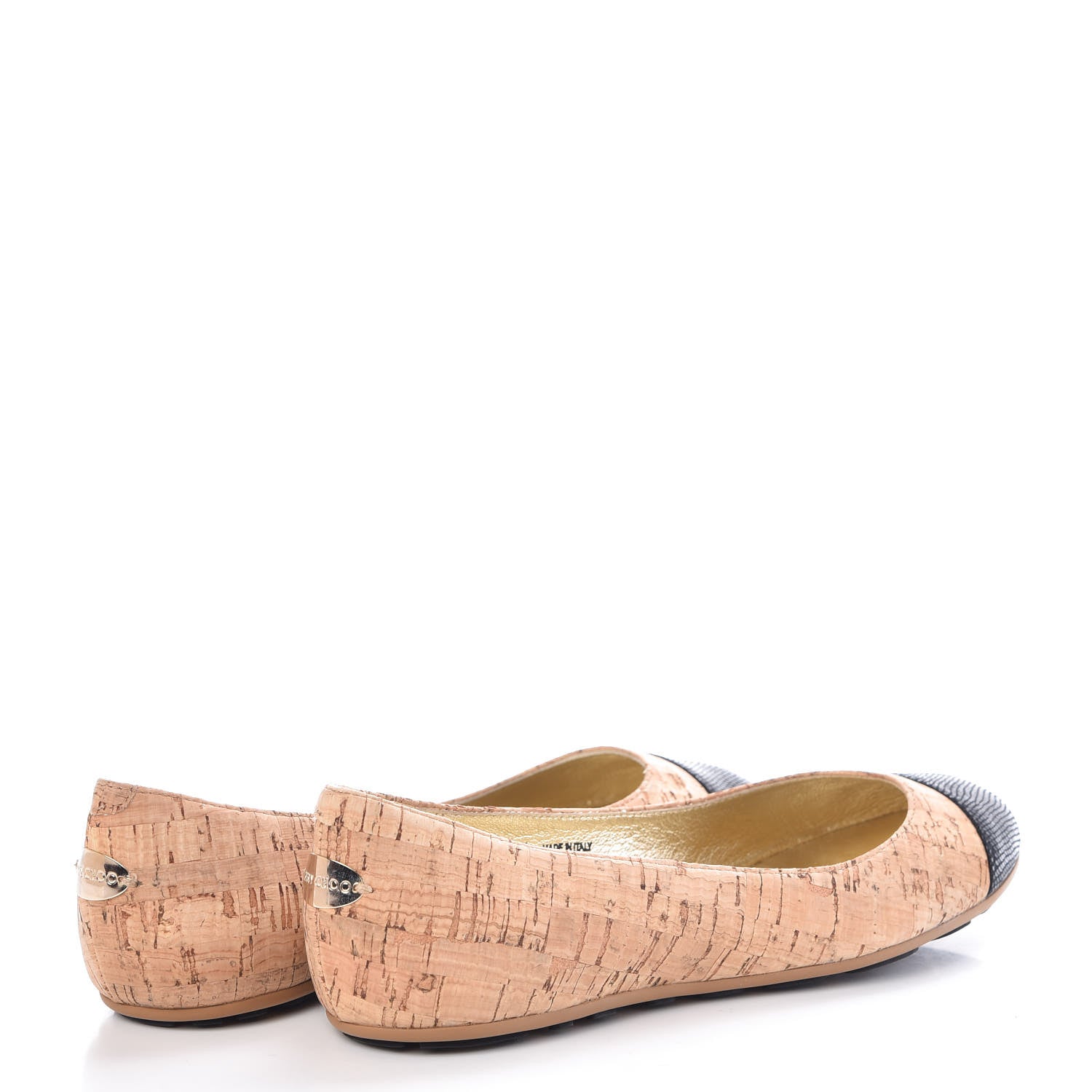 Jimmy Choo Cork Embossed Cap Toe Whirl Ballet Flats 36.5 Natural Black 4 of 10