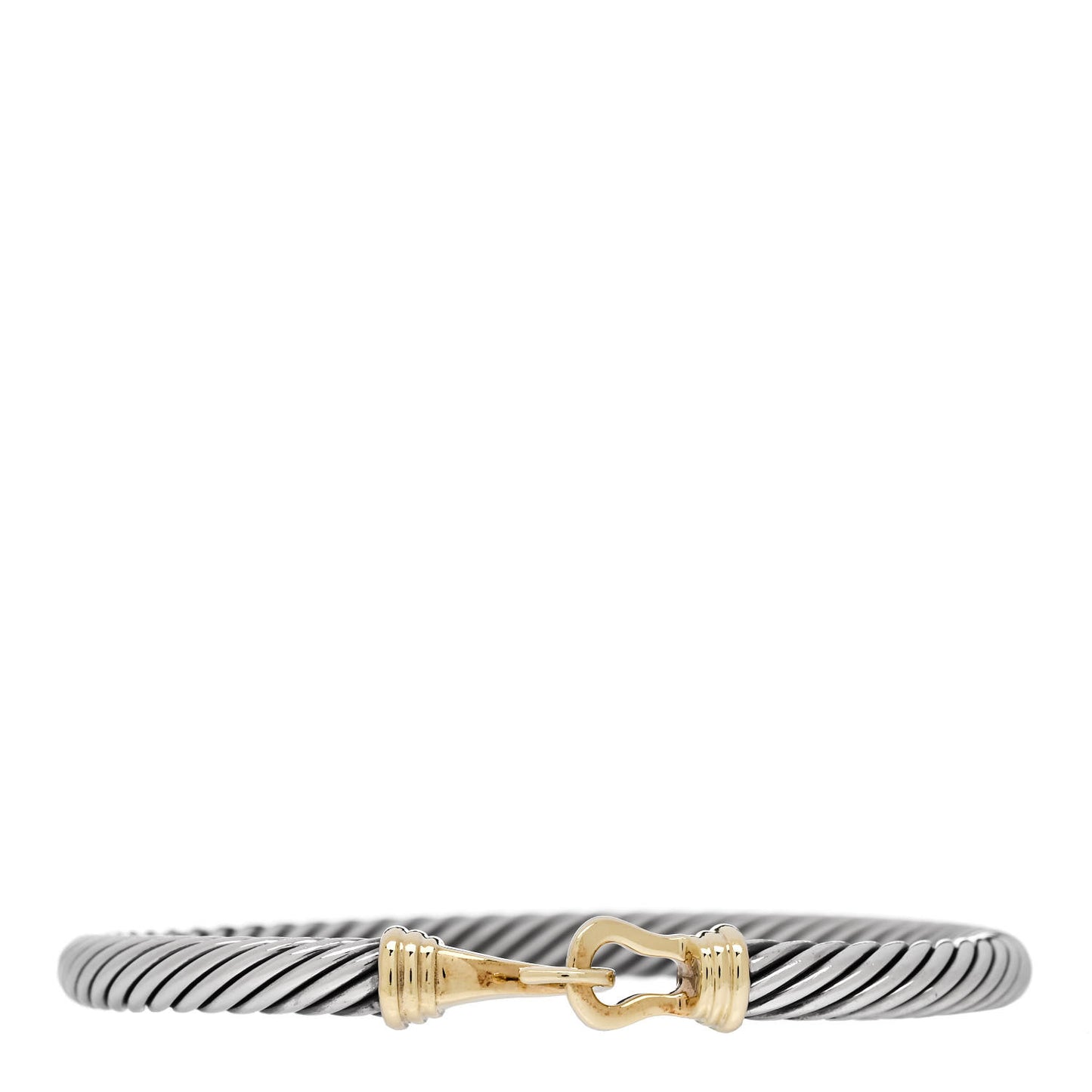 Sterling Silver 14K Yellow Gold 5mm Cable Classic Buckle Bracelet