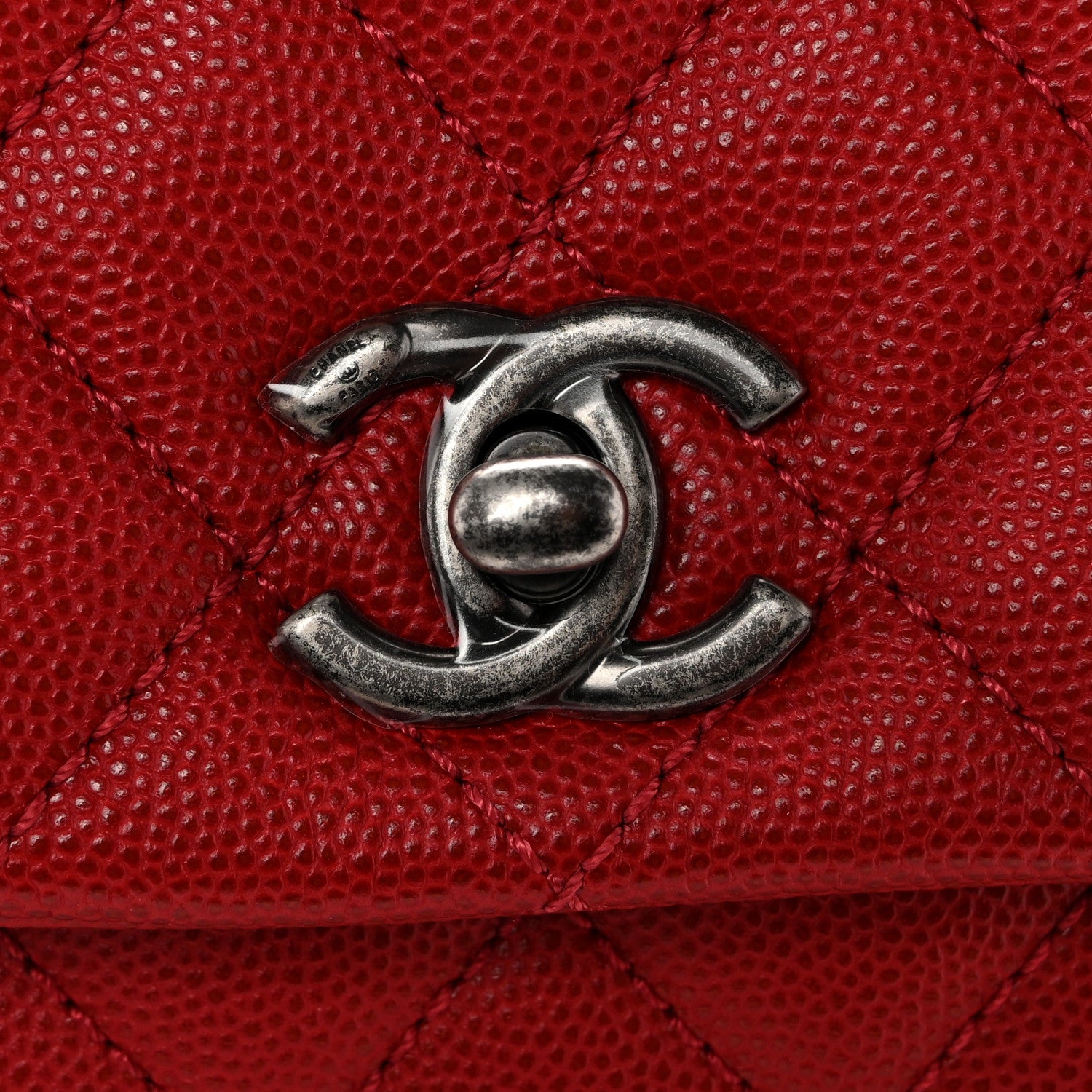 Chanel Caviar Quilted Mini Coco Handle Flap Red 12 of 12