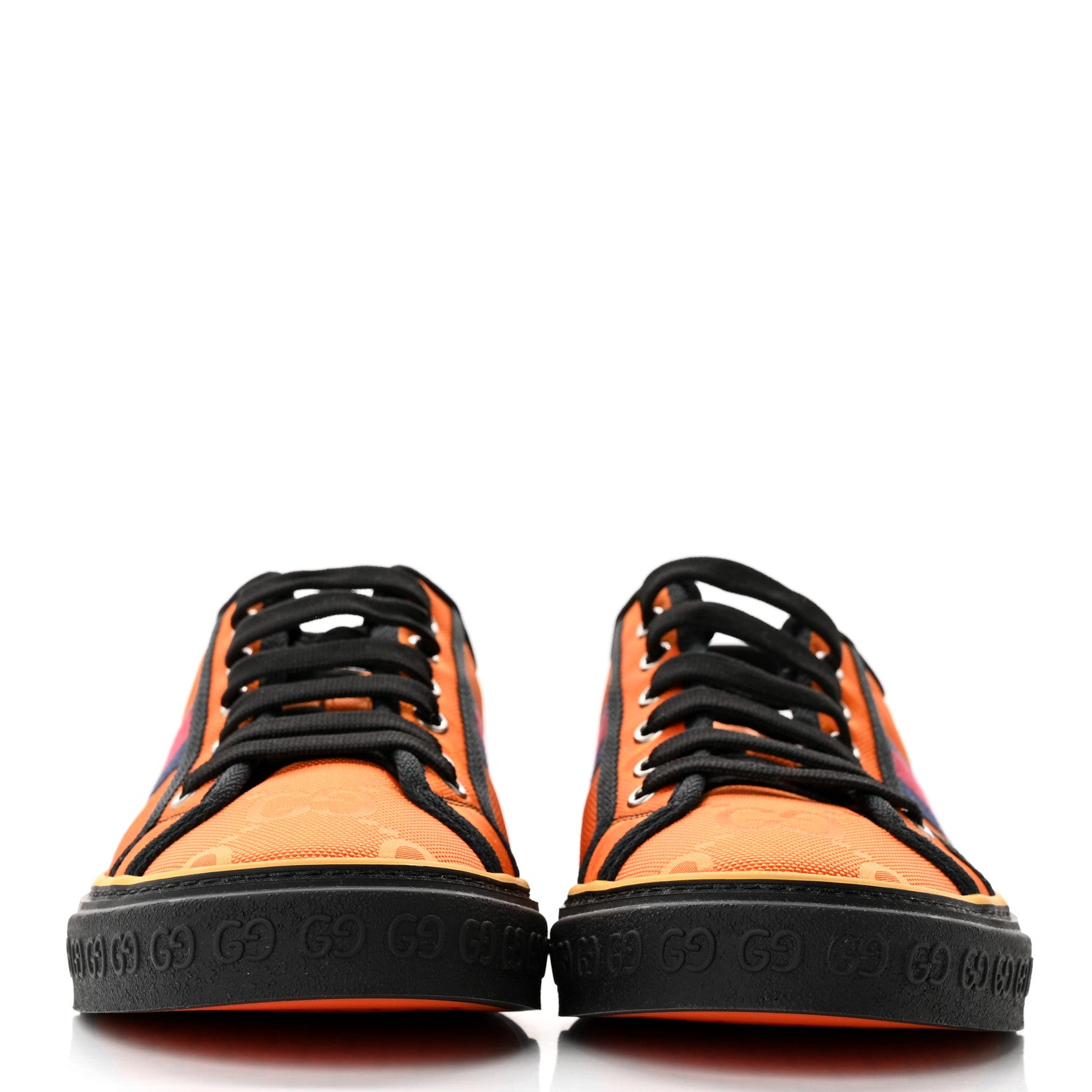 Gucci Econyl Nylon Web Monogram Off The Grid Mens 1977 Tennis Sneakers 8.5 Carrot Orange Black 2 of 8