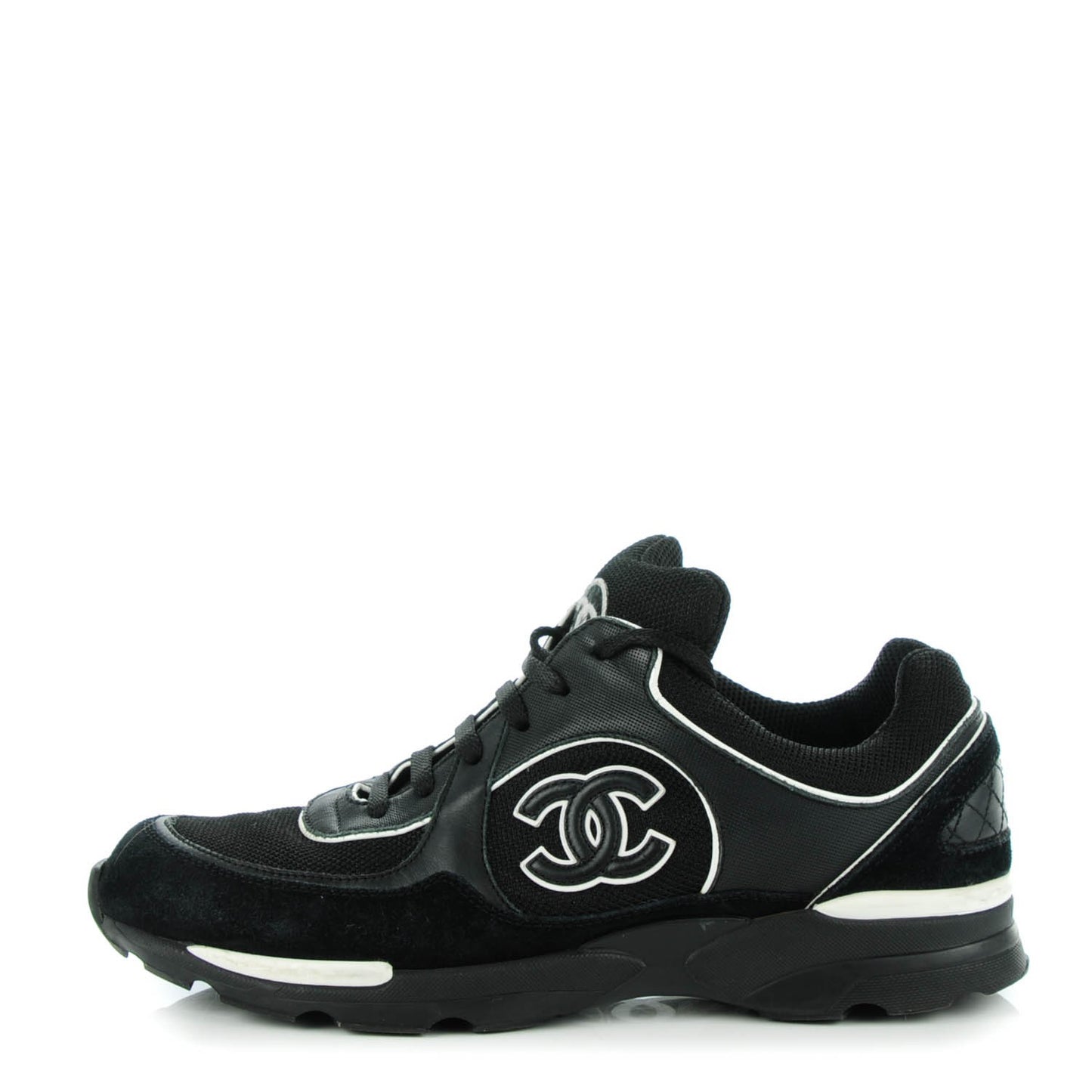 Suede Calfskin CC Sneakers 40.5 Black White
