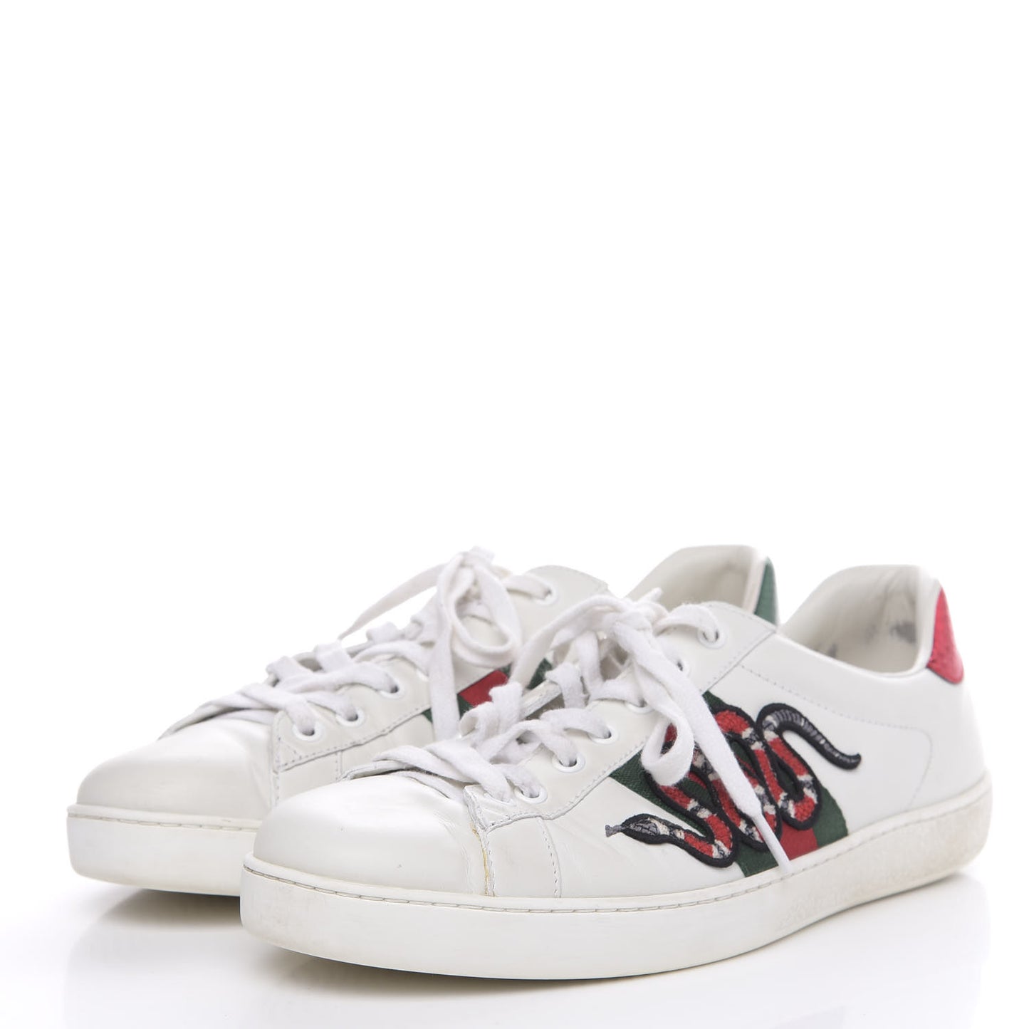 Calfskin Ayers Kingsnake Embroidered Mens Ace Sneakers 9 Green Red