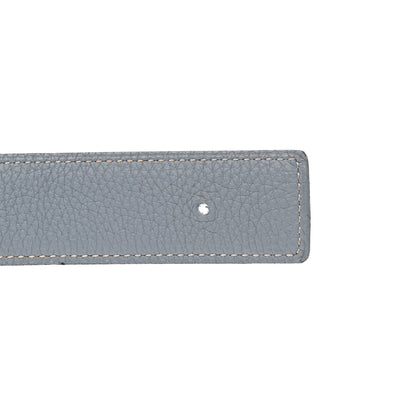 Hermes Box Togo 32mm Belt Strap 85 Bleu Lin Chocolate 6 of 9
