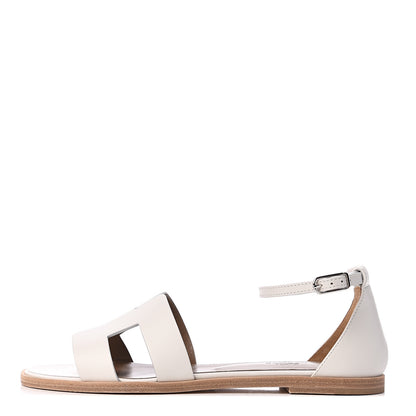 Hermes Calfskin Santorini Sandals 38 Blanc 1 of 11