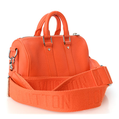 Louis Vuitton Grained Calfskin Aerogram Keepall XS Orange 3 of 9