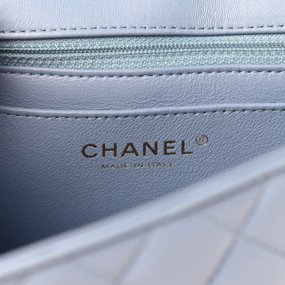 Chanel Lambskin Quilted Mini Rectangular Flap Light Blue 6 of 10