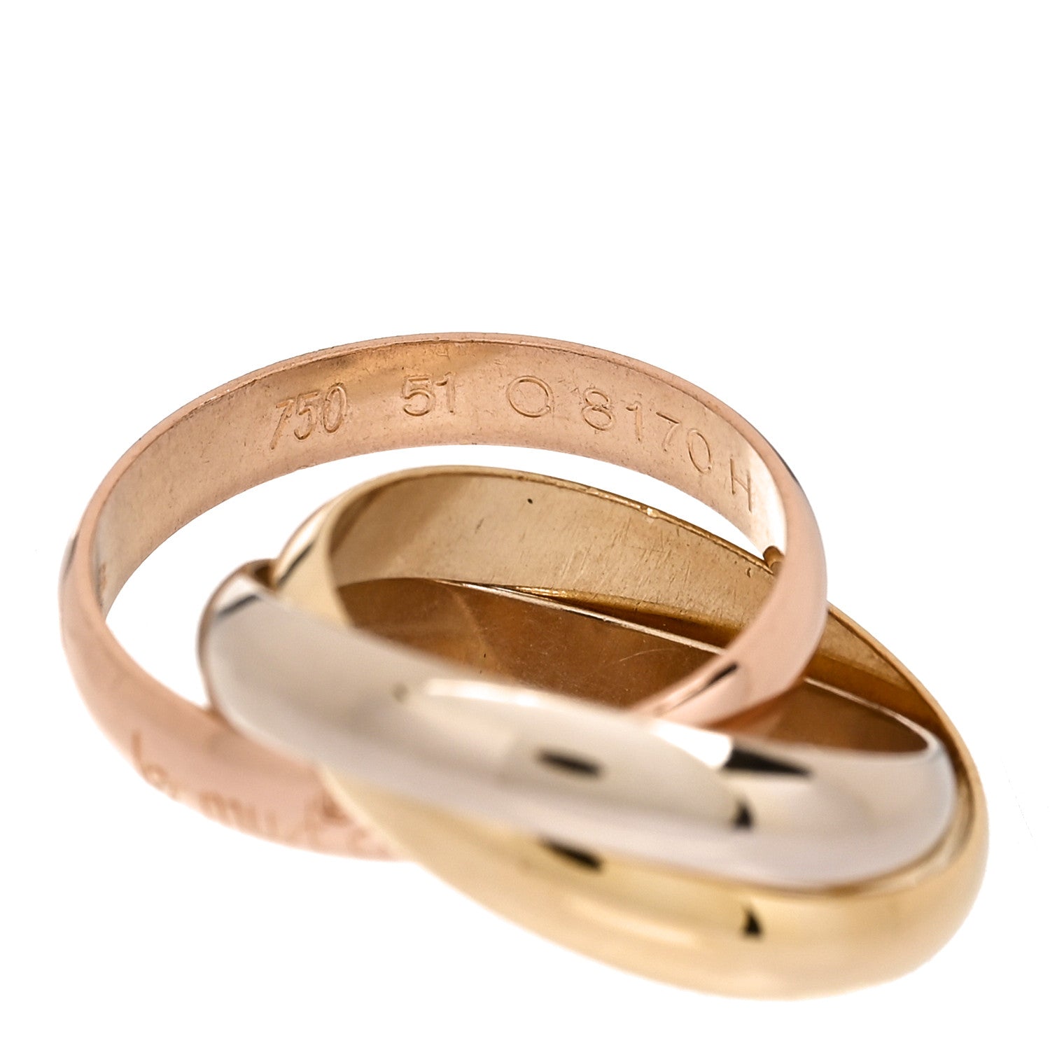 Cartier 18K Pink Yellow White Gold Classic Les Must De Cartier Trinity Ring 51 5.75 4 of 5