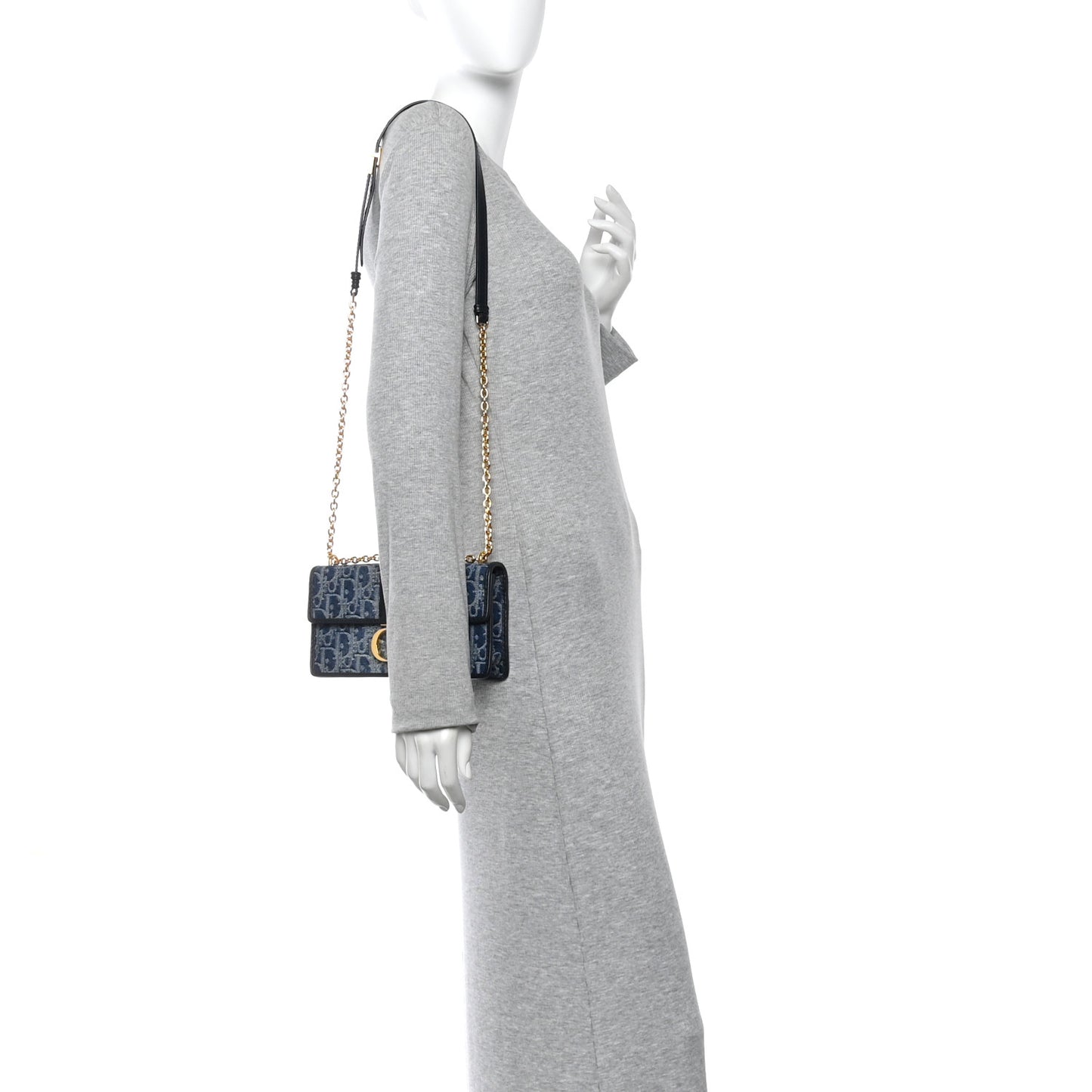 Denim Oblique 30 Montaigne East West Chain Flap Bag
