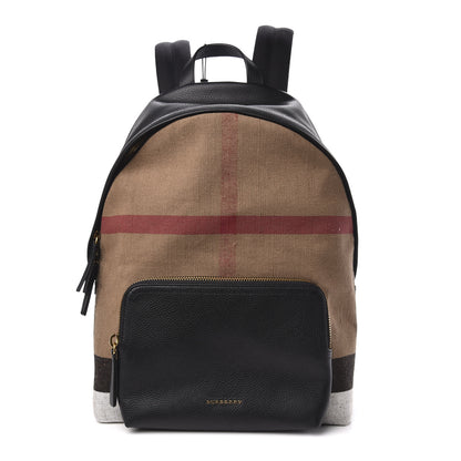 Burberry Mega Check Calfskin Abbeydale Simple Backpack Black Camel 1 of 8