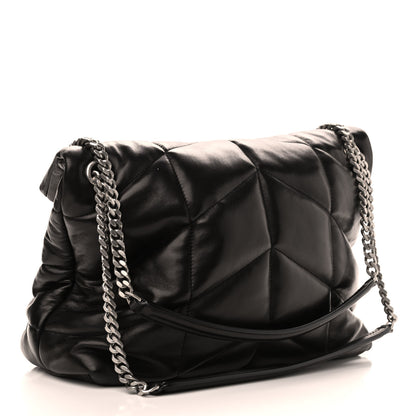 Saint Laurent Lambskin Quilted Medium Loulou Puffer Monogram Chain Satchel Black 3 of 9