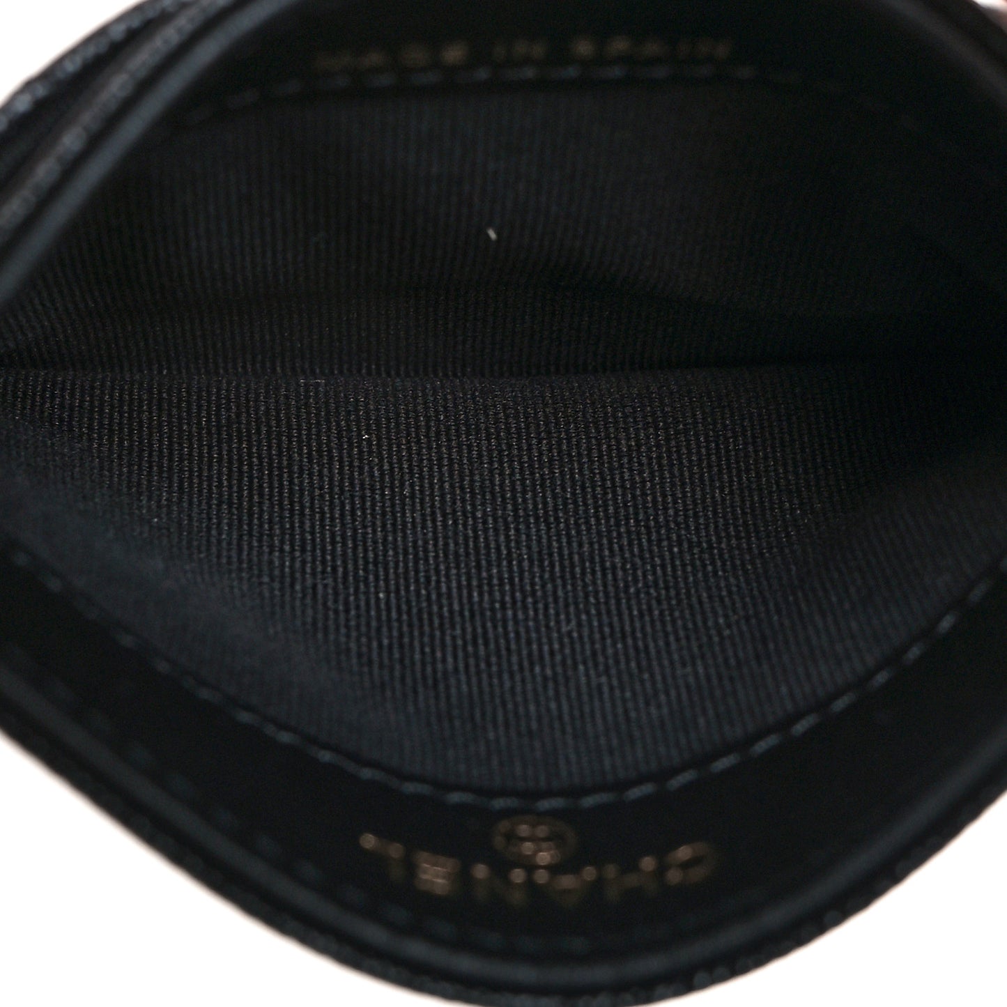 Caviar Quilted Studded CC Card Holder Black