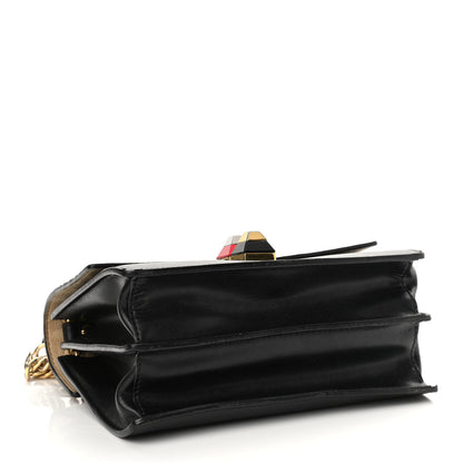 Fendi Vitello Liberty Bi-Color FF 1974 Embossed Small Kan I Shoulder Bag Black Maya 3 of 13