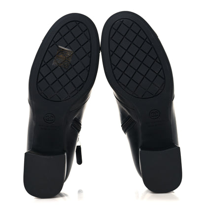 Chanel Stretch Lambskin Cap Toe CC Uniform Short Boots 36 Black 6 of 9