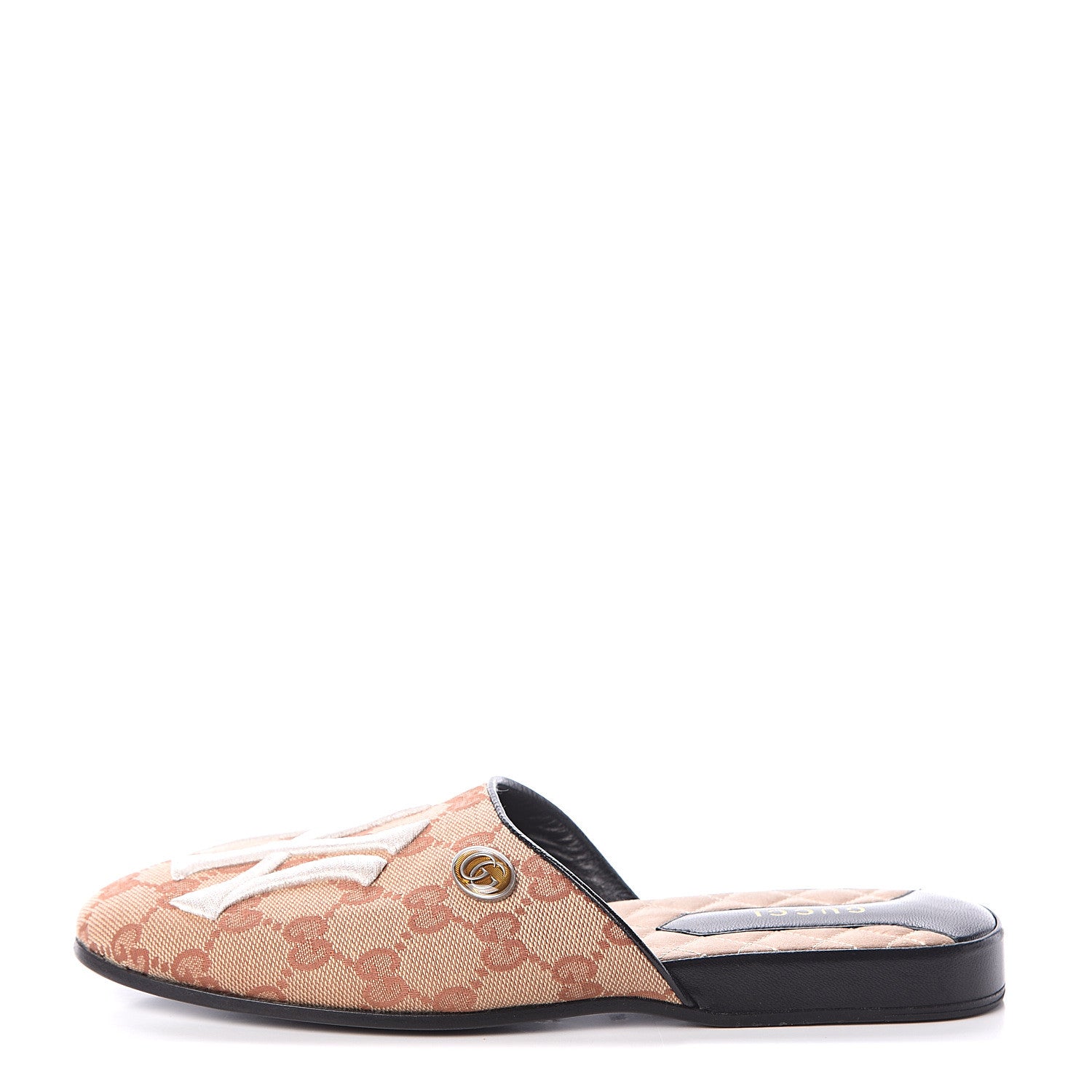 Gucci X MLB Monogram NY Yankees Embroidered Womens GG Slippers 36 Beige Ruggine 1 of 7