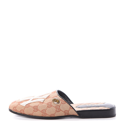 Gucci X MLB Monogram NY Yankees Embroidered Womens GG Slippers 36 Beige Ruggine 1 of 7