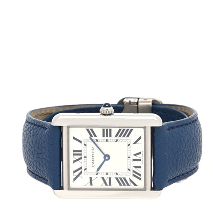 Cartier Stainless Steel Calfskin 27mm Tank Solo Quartz Watch Blue 2 of 5
