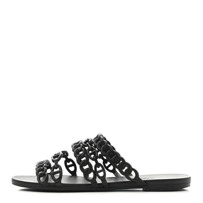 Hermes Rubber Chaine d'Ancre Nude Sandals 38 Black 1 of 8