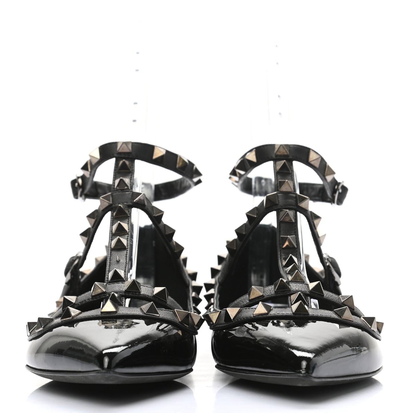Patent Rockstud Cage Ballerina Flats 38 Black