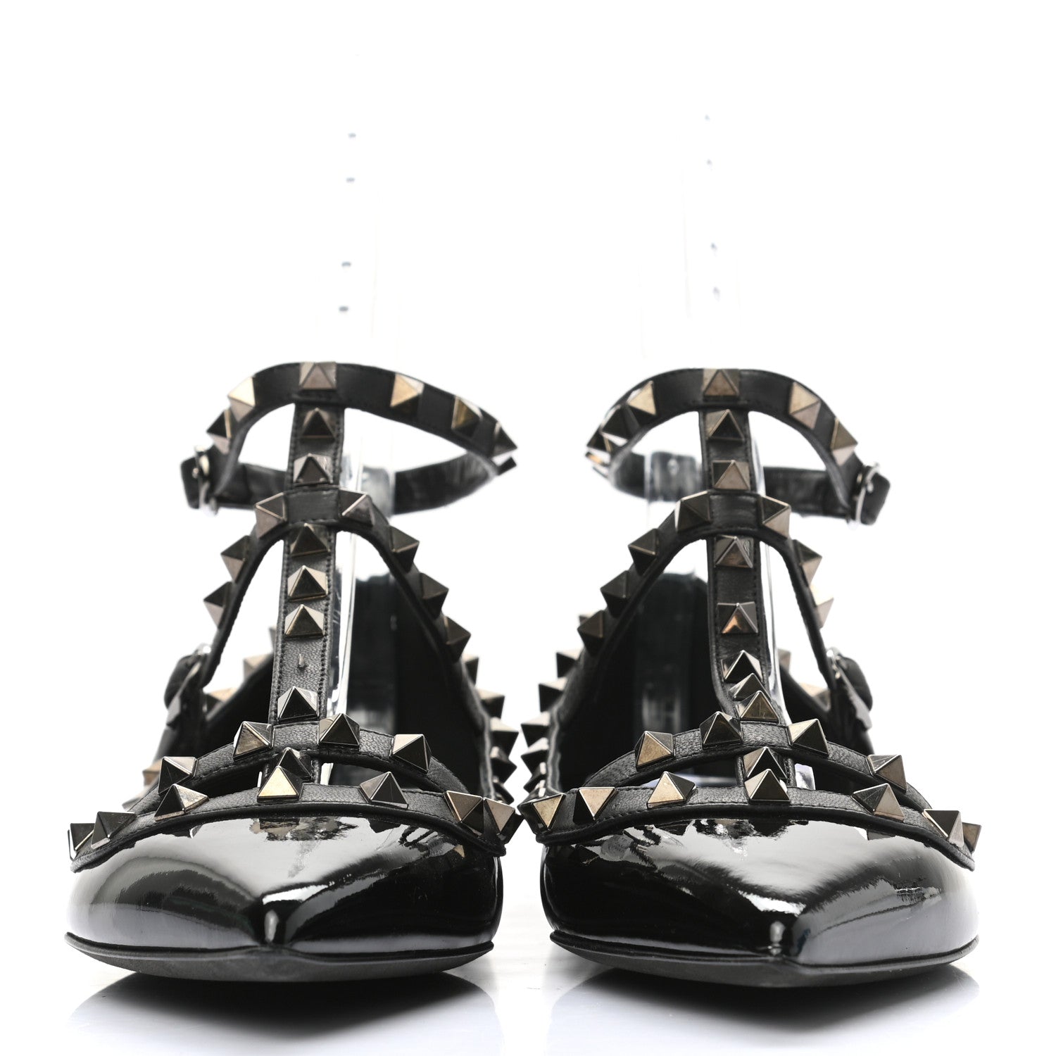 Valentino Garavani Patent Rockstud Cage Ballerina Flats 38 Black 2 of 11