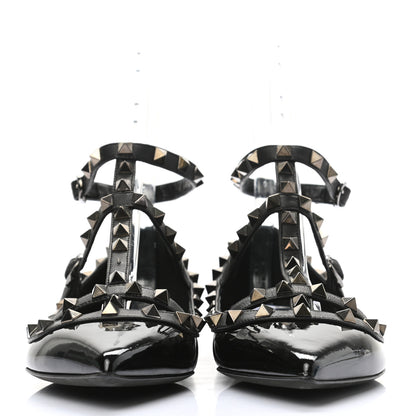 Valentino Garavani Patent Rockstud Cage Ballerina Flats 38 Black 2 of 11