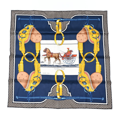 Hermes Silk Carrick a Pompe Scarf 70 Marine Blanc Gold 1 of 5