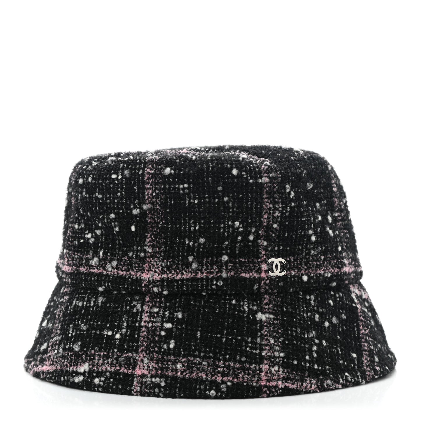 Tweed Bucket Hat M Black Pink