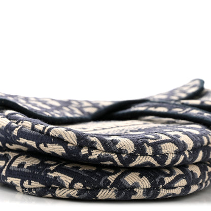 Christian Dior Oblique Embroidered Saddle Bag Blue 9 of 14