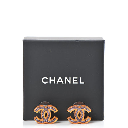 Chanel Glitter Resin CC Earrings Yellow Pink 5 of 5