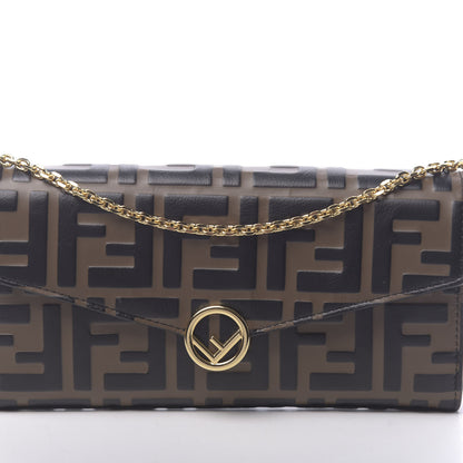 Fendi Vitello Soft F is Fendi Bi-Color FF 1974 Embossed Continental Envelope Wallet On Chain Maya Black 10 of 11
