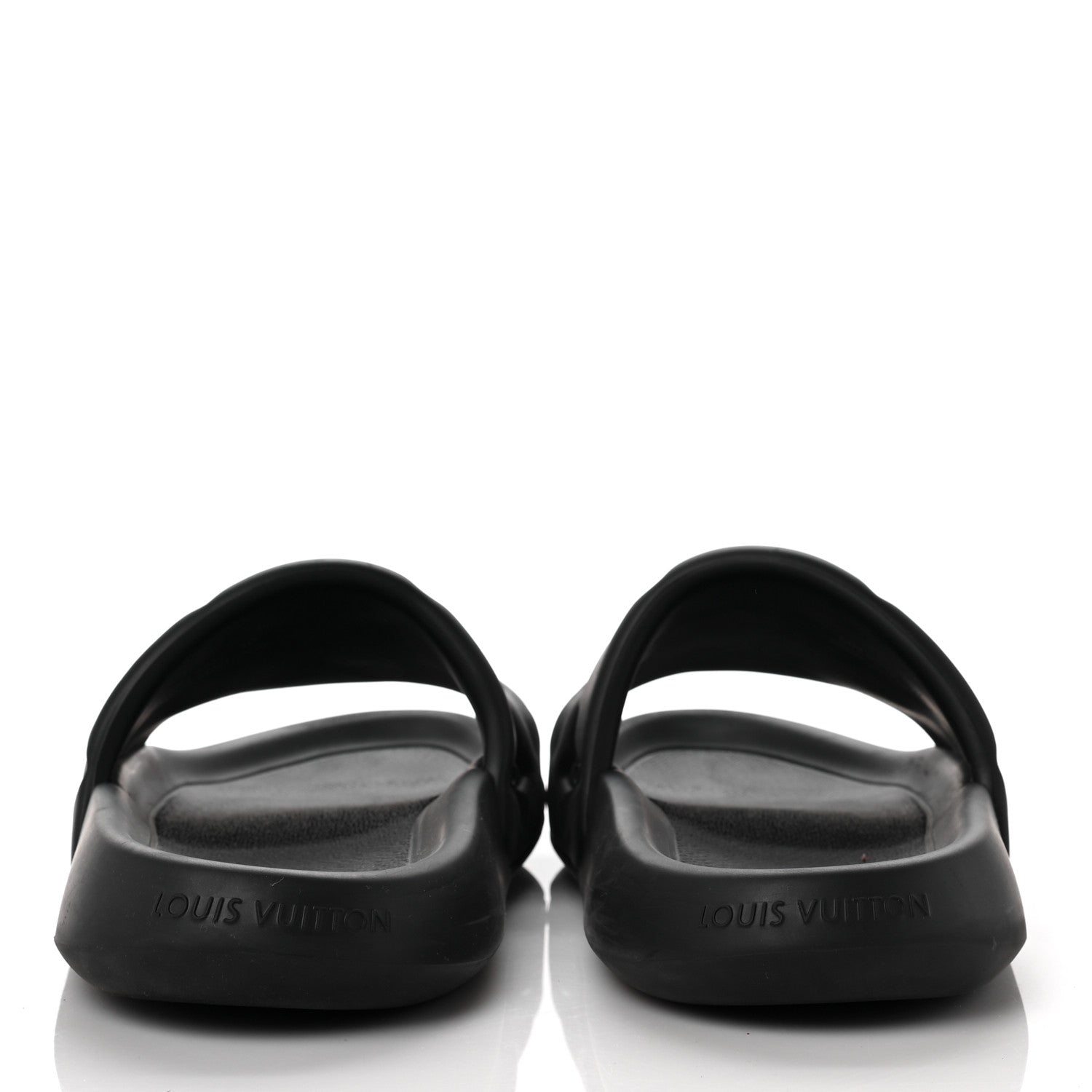 Louis Vuitton Rubber Embossed Monogram Mens Waterfront Mules 10 Black 5 of 10