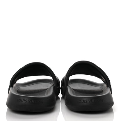 Louis Vuitton Rubber Embossed Monogram Mens Waterfront Mules 10 Black 5 of 10