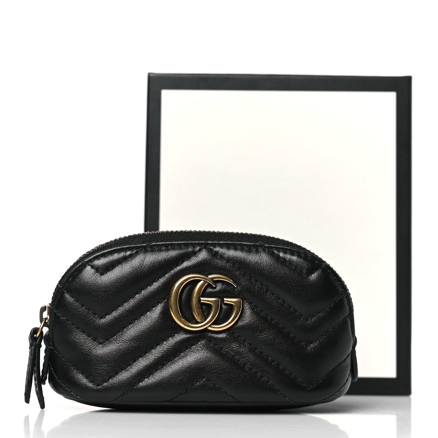 Calfskin Matelasse GG Marmont Key Pouch Black