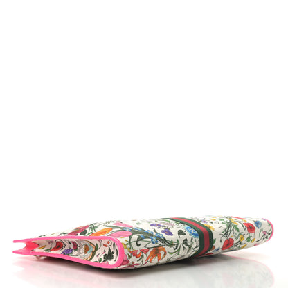 Gucci Canvas Flora Large Rajah Chain Tote White Multicolor Fuxia Fluo 4 of 6