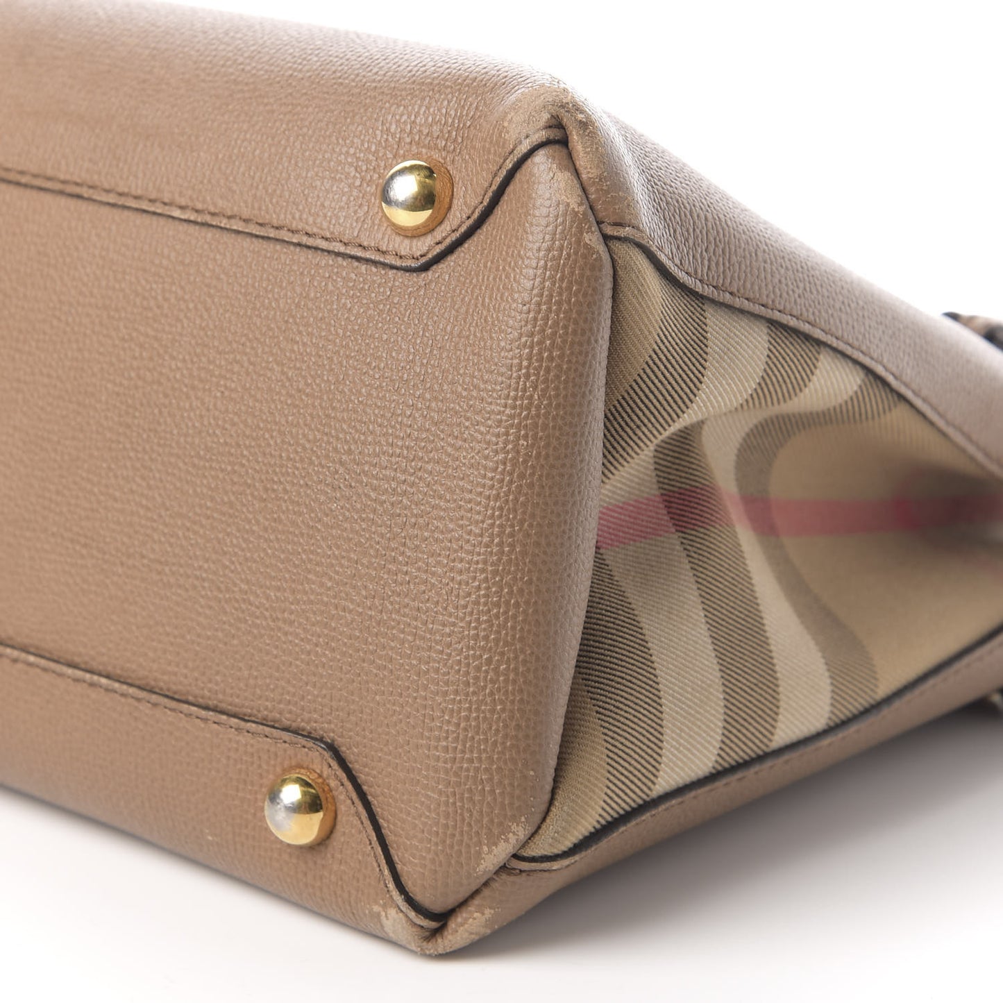 Grainy Calfskin House Check Medium Banner Tote Dark Sand