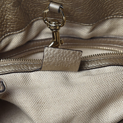 Gucci Metallic Pebbled Calfskin Medium Soho Chain Shoulder Bag Golden Beige 7 of 12