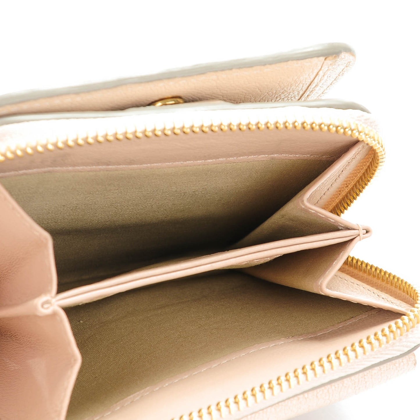 Calfskin Drew Square Wallet Cement Pink